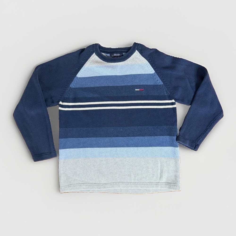 Vintage Style Tommy Hilfiger Striped Colorblock Crewneck Sweater Size L
